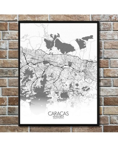 Affiche Caracas Carte N&B 40x50