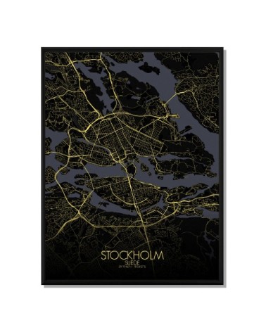 Affiche Stockholm Carte Nuit 40x50