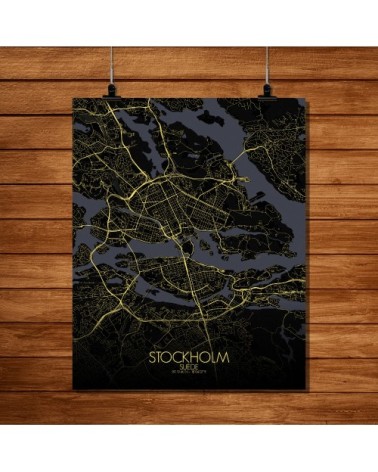 Affiche Stockholm Carte Nuit 40x50