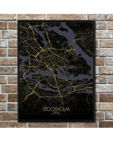 Affiche Stockholm Carte Nuit 40x50