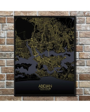 ABIDJAN - Carte City Map Nuit 40x50