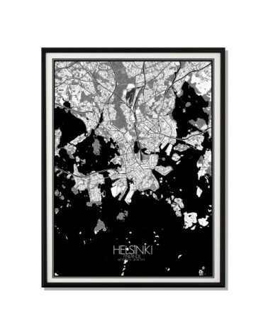 Affiche Helsinki Carte N&B 40x50