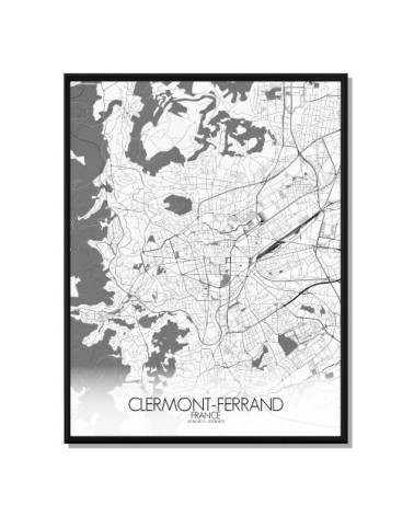Affiche Clermont Carte N&B 40x50