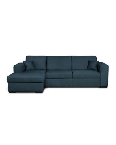 Canapé d'angle gauche convertible en tissu bleu