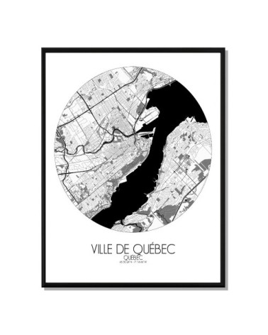 Affiche Québec Carte ronde 40x50