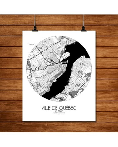Affiche Québec Carte ronde 40x50