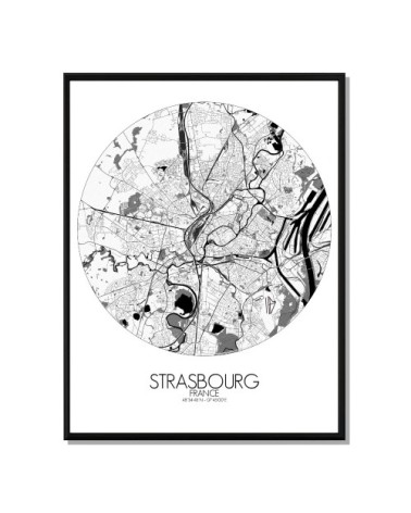 Affiche Strasbourg Carte ronde 40x50