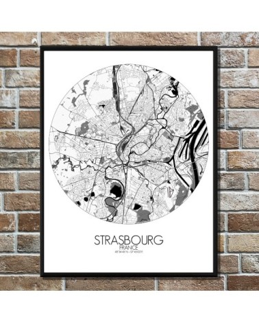 Affiche Strasbourg Carte ronde 40x50