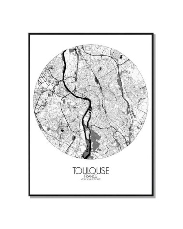 Affiche Toulouse Carte ronde 40x50