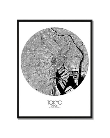 Affiche Tokyo Carte ronde 40x50