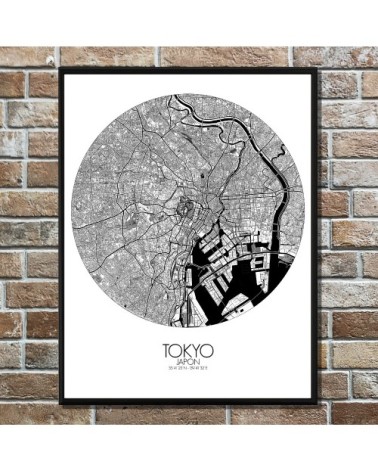 Affiche Tokyo Carte ronde 40x50