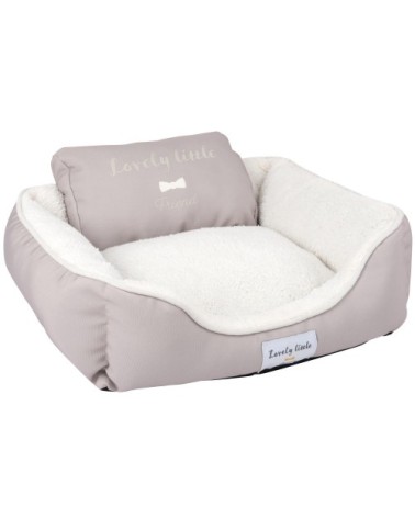 Panier pour chien en coton blanc cassé imprimé