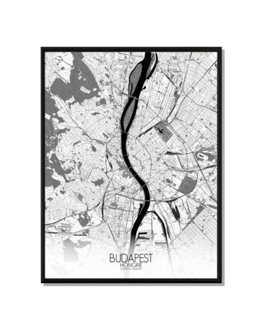 Affiche Budapest Carte N&B 40x50