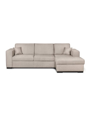 Canapé d'angle droit convertible en tissu beige
