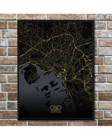 Affiche Oslo Carte Nuit 40x50
