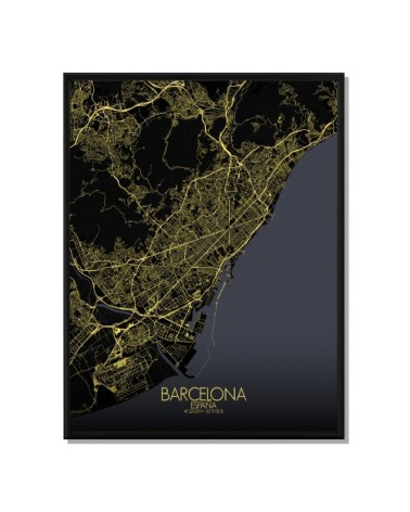 Affiche Barcelone Carte Nuit 40x50