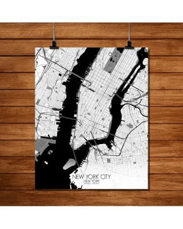 Affiche New york Carte N&B 40x50