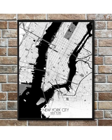 Affiche New york Carte N&B 40x50