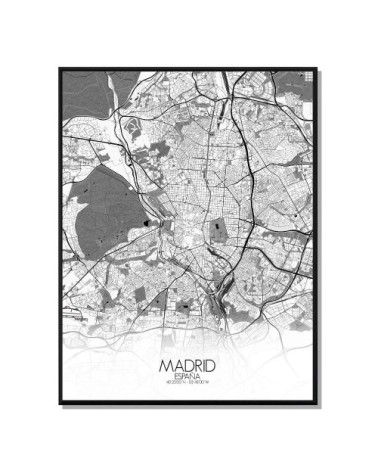 Affiche Madrid Carte N&B 40x50