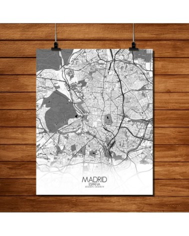 Affiche Madrid Carte N&B 40x50