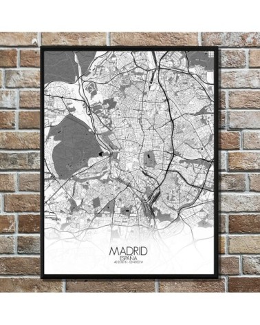 Affiche Madrid Carte N&B 40x50