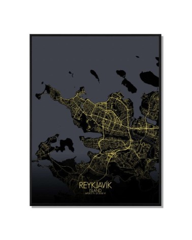 Affiche Reykjavik Carte Nuit 40x50