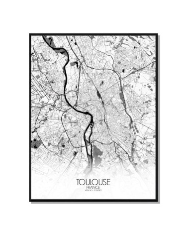 Affiche Toulouse Carte N&B 40x50