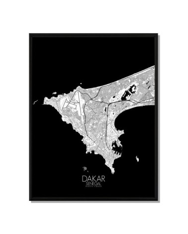 Affiche Dakar Carte N&B 40x50