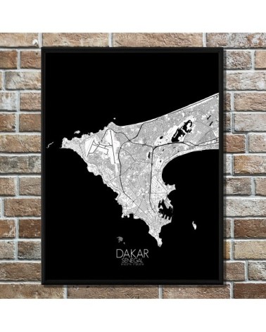 Affiche Dakar Carte N&B 40x50