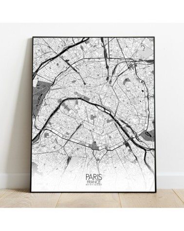 Affiche Paris Carte N&B 40x50