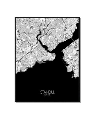 Affiche Istanbul Carte N&B 40x50