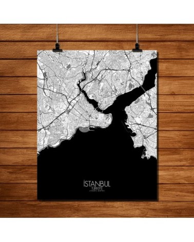 Affiche Istanbul Carte N&B 40x50