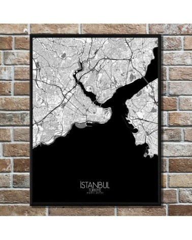 Affiche Istanbul Carte N&B 40x50