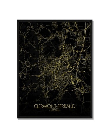 Affiche Clermont Carte Nuit 40x50