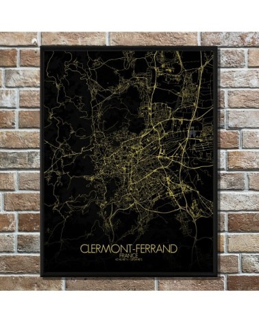 Affiche Clermont Carte Nuit 40x50