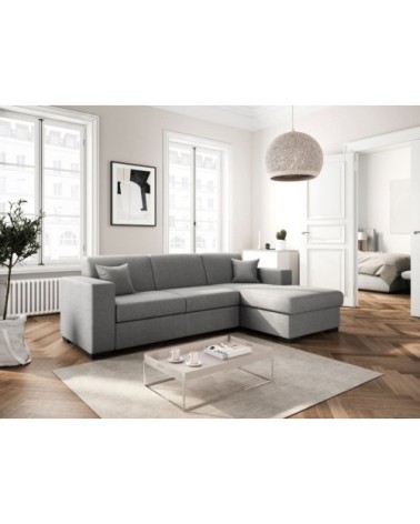 Canapé d'angle droit convertible en tissu gris clair