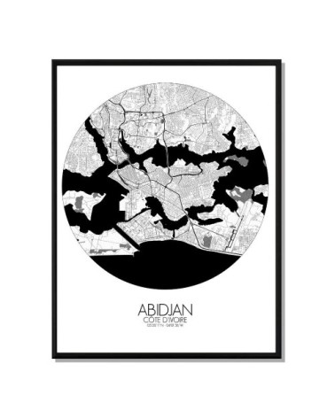 ABIDJAN - Carte City Map Rond 40x50