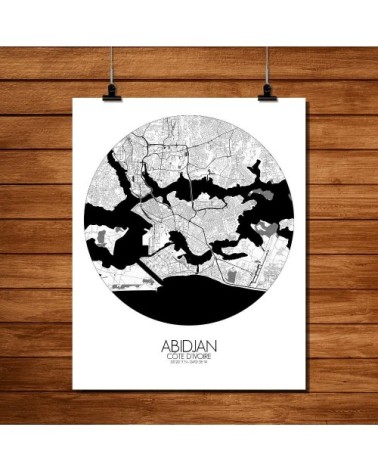 ABIDJAN - Carte City Map Rond 40x50