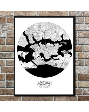 ABIDJAN - Carte City Map Rond 40x50