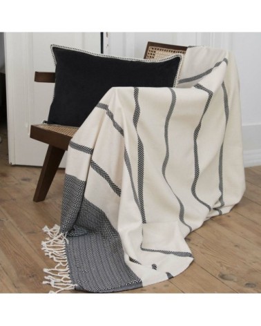 Plaid coton noir 160x250