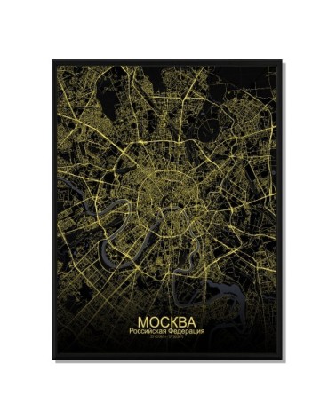 Affiche Moscou Carte Nuit 40x50