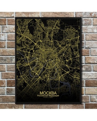 Affiche Moscou Carte Nuit 40x50