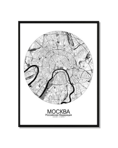 Affiche Moscou Carte ronde 40x50