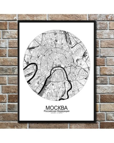 Affiche Moscou Carte ronde 40x50