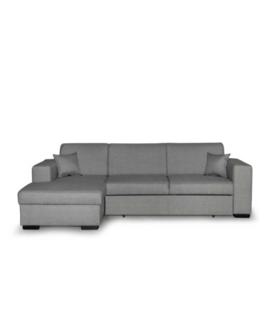 Canapé d'angle gauche convertible en tissu gris clair