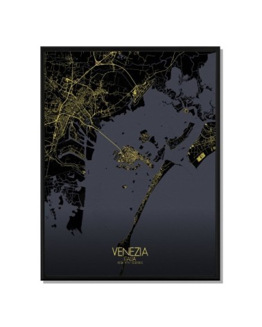 Affiche Venise Carte Nuit 40x50