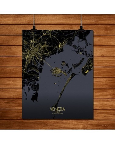 Affiche Venise Carte Nuit 40x50