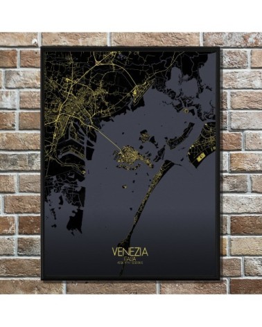 Affiche Venise Carte Nuit 40x50