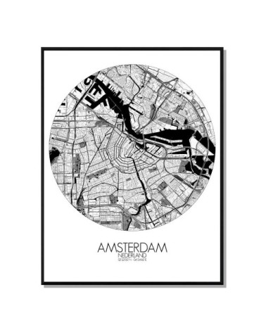 Affiche Amsterdam Carte ronde 40x50