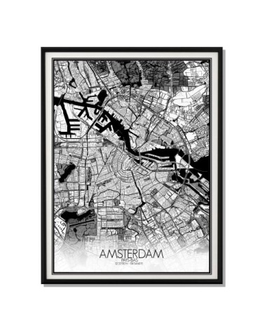 Affiche Amsterdam Carte N&B 40x50